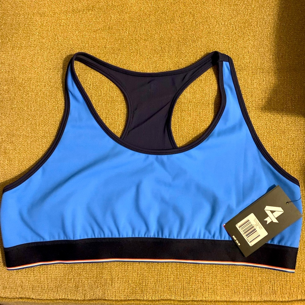 4 Laps Circuit Sports Bra NWT Blue and Black Racerback Women’s XXL